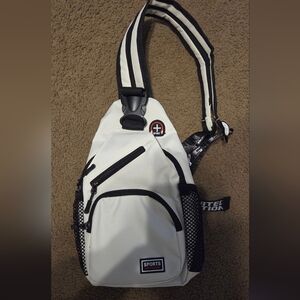 Black and White Ergonomic Backpack with Adjustable Strap